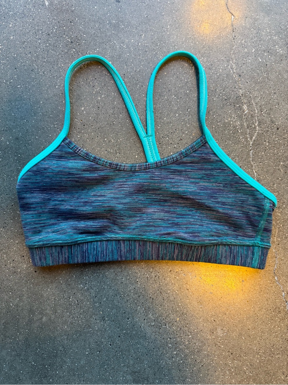 lululemon athletica Blue-Melange Sports Bra with Teal Trim